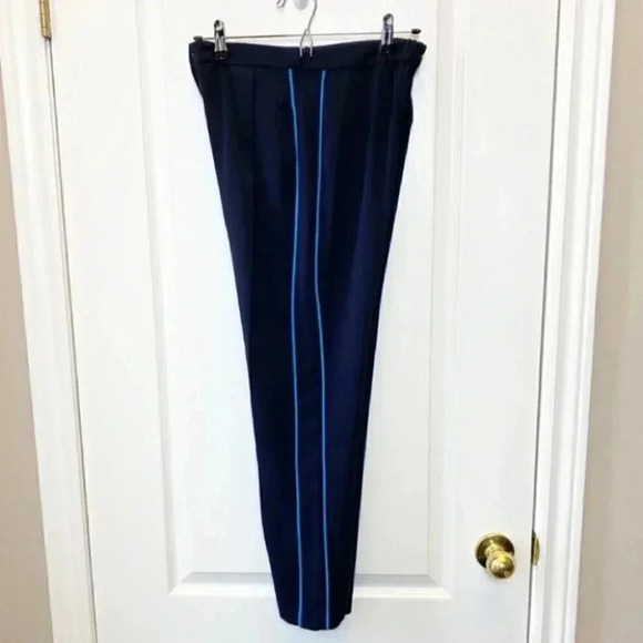 Topshop Trousers Relaxed Fit Pleated Pants Navy Blue Side Stripe Size 4 NWOT - Picture 9 of 13